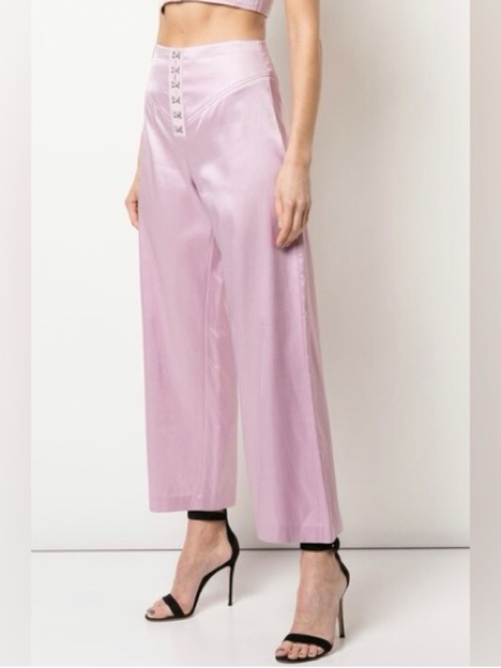 NWT Fleur Du Mal Corset Waist Hook Eye Crop Pants Sweet Pea Pink Sz 0